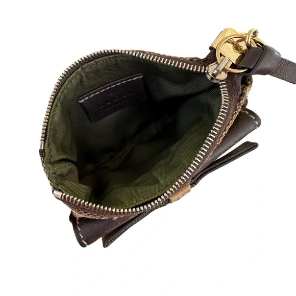 Authentic GUCCI Tan GG Monogram Canvas & Brown Leather Teddy Bear Card Holder - Picture 11 of 16